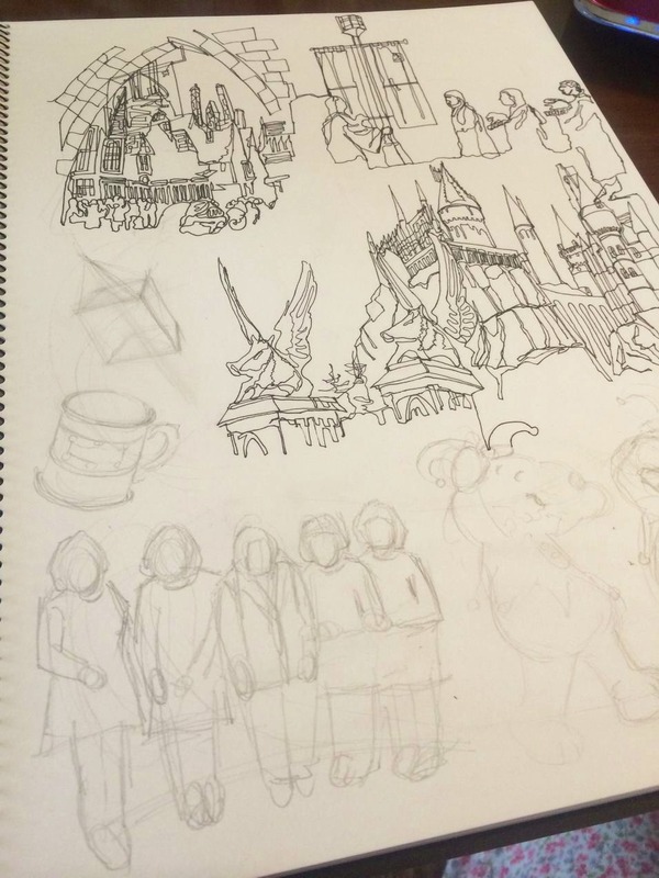 10一本線スケッチUSJハロウィン 線描き(4)