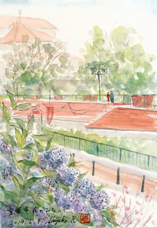09watercolor sketch SMsize”宝塚市 花のみちにて”