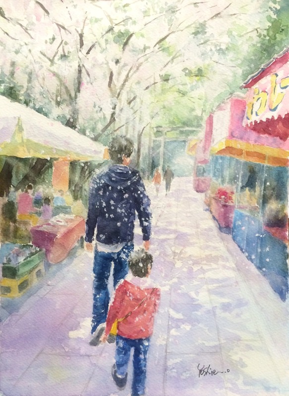 くろかわ透明水彩画教室”一足お先に桜の光景”&アートエッセイ「失敗って」