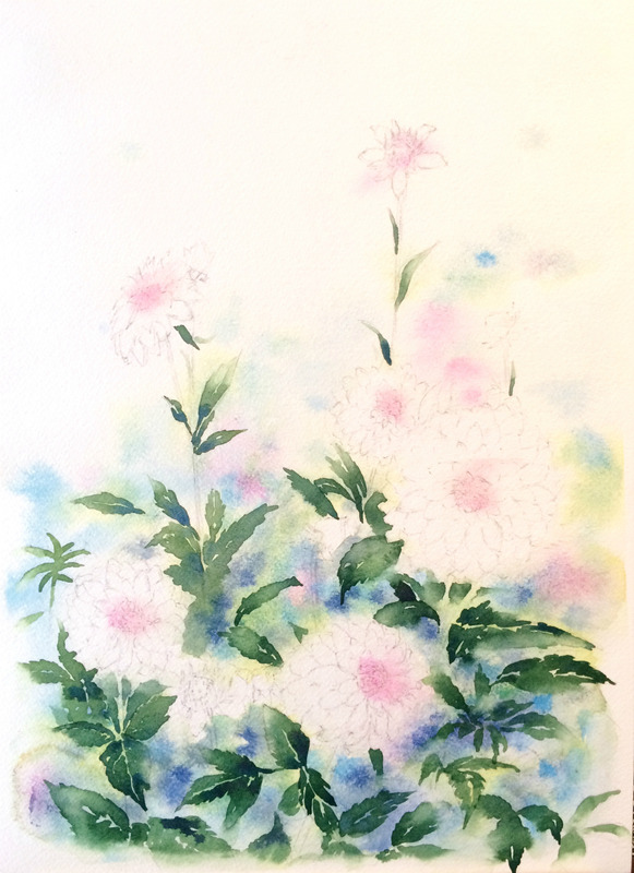 2016-5透明水彩画「野花」製作途中3small