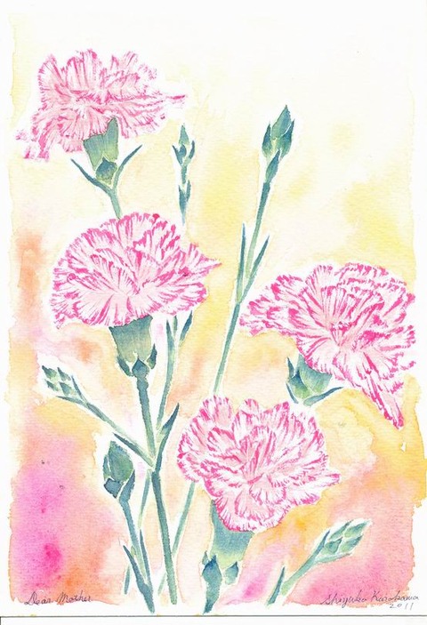 透明水彩画作品「Dear Mother」