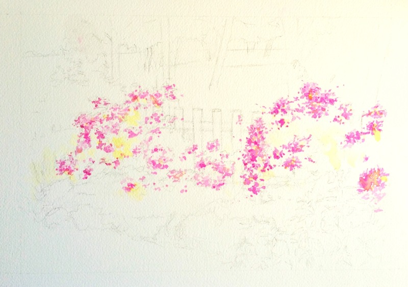 07透明水彩画「淡路島の風景(淡路島公園)」2