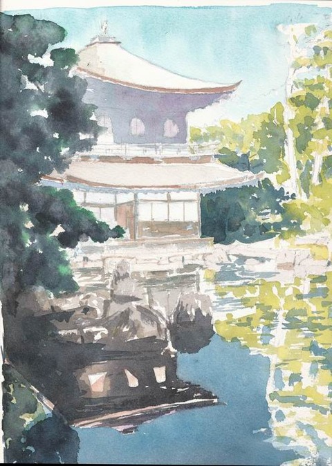 作品「銀閣寺」 着彩途中 & 絵画の構想について