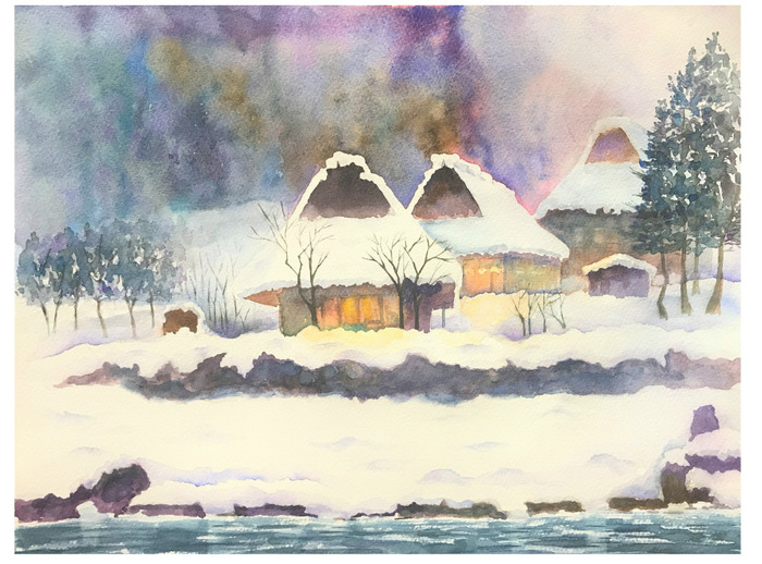 冬の雪景色 旧偕行社　水彩画 春光の雪景色を描く。水彩画 酒井芳元 - YouTube