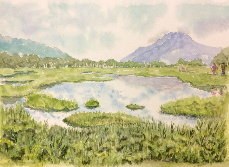 くろかわ透明水彩画教室HKさん作品「尾瀬の風景(仮題)」&アート情報♪
