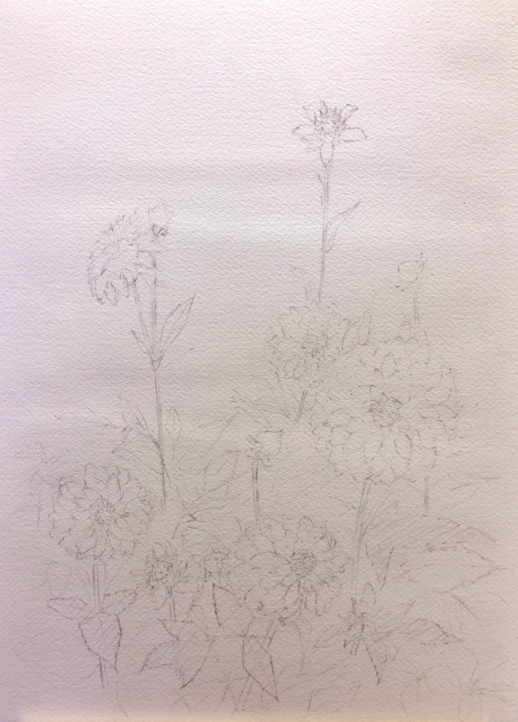 2016-5透明水彩画「野花」製作途中1small