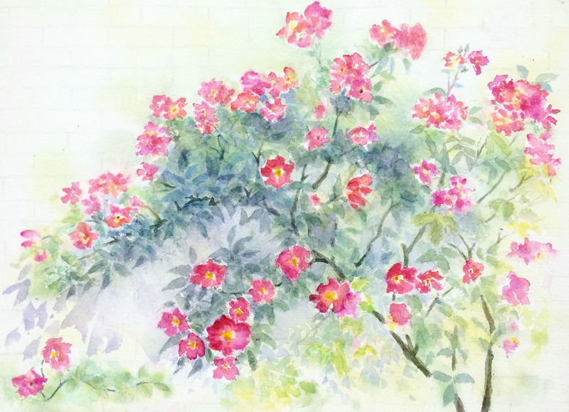 14Yさん透明水彩画「花(仮題)」