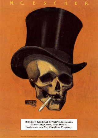 m-c-・escher-タバコをくわえた頭蓋骨