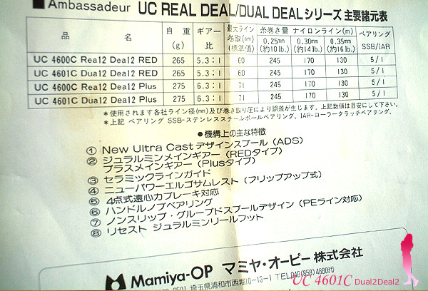 Abu UC4601C Dual2Deal2 「諸元表」 （#2） : Abuのお姉さんに