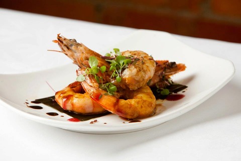 Harrisa-king-prawns-and-mirin-with-baby-herbs-salad