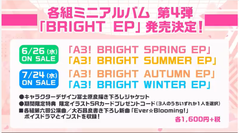 ミニアルバム「BRIGHT EP」シリーズ 店舗別特典など情報まとめ