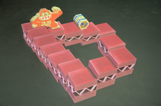 チョークで描かれる3Dマリオ1