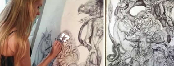 19歳の美女が描く迫力ある十二支