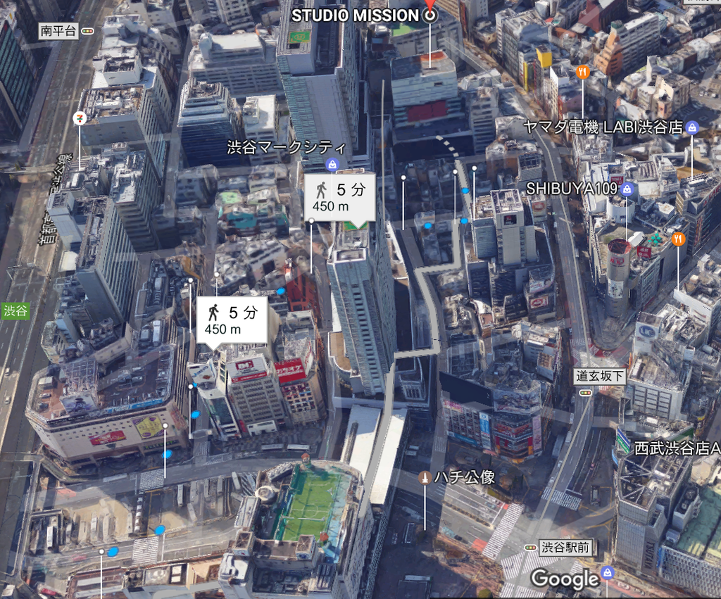 渋谷駅西口よりSTUDIOMISSION