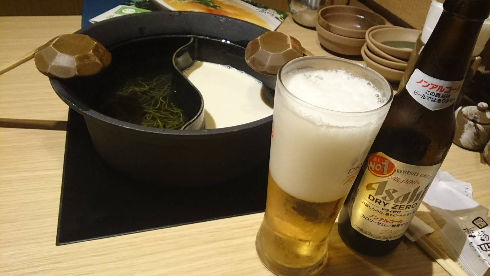 夕食はまづはノンアルコールビール