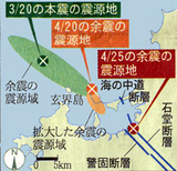 内陸での初めての余震