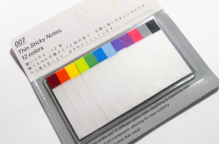 Thin Sticky Notes, 12 colors 細いふせん 12色