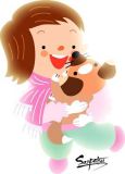 子犬と子供