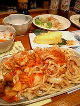 焼キムチうどんいくら醤油付け乗せ