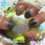 ブラック×ゴールドのラメグラ☆