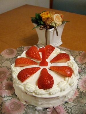 豆子1歳BDケーキ