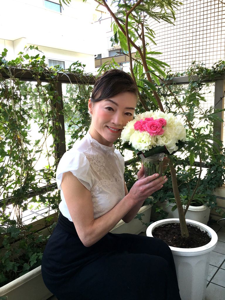 テラスで