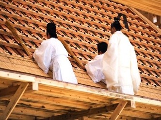 檐付祭 萱葺役夫 萱葺き