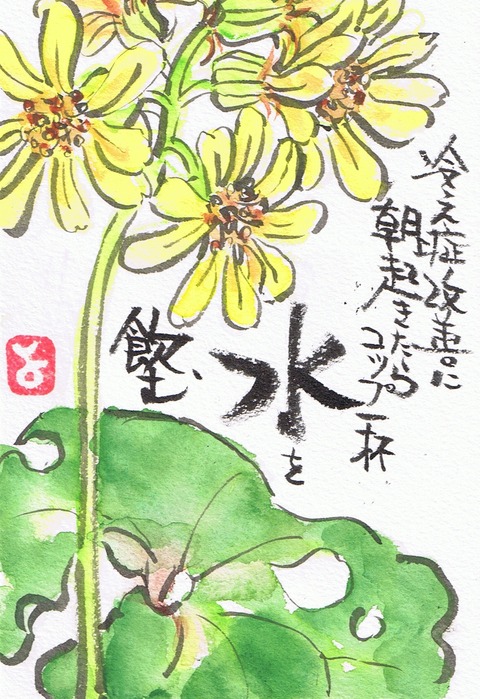 【絵画】ボタニカルアート　「つわぶき」原画 絵画】ボタニカルアート「つわぶき」原画