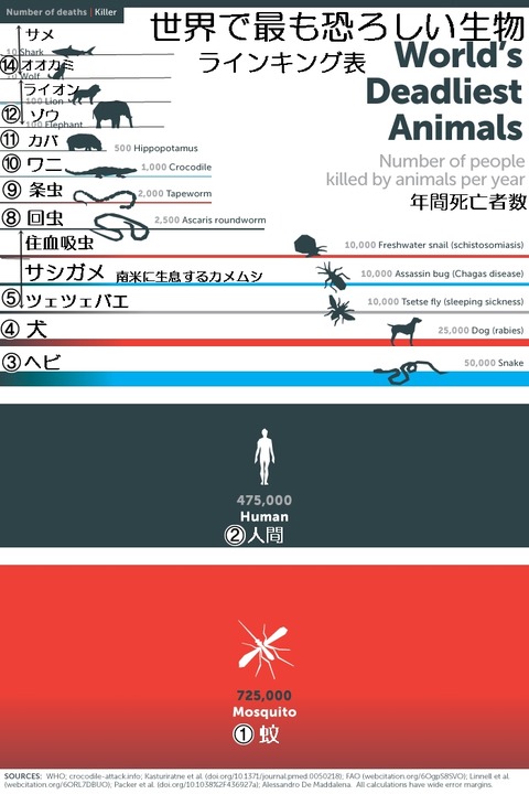 世界で最も恐ろしい生物ラインキング表