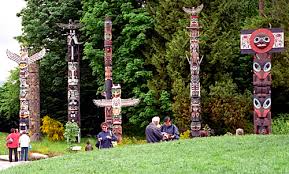 totems in Stanley Park, Vancouver, BC