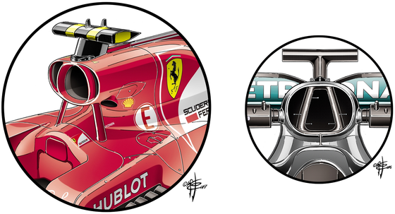 フェラーリSF70H:耳つきエアボックス - 2017年F1日本GP
