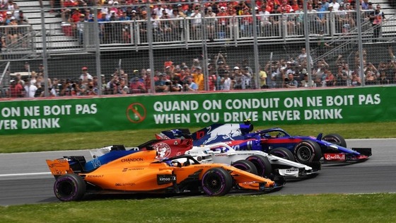 フェルナンド・アロンソとマーカス・エリクソンとピエール・ガスリーのホイール・トゥ・ホイール:2018年F1カナダGP