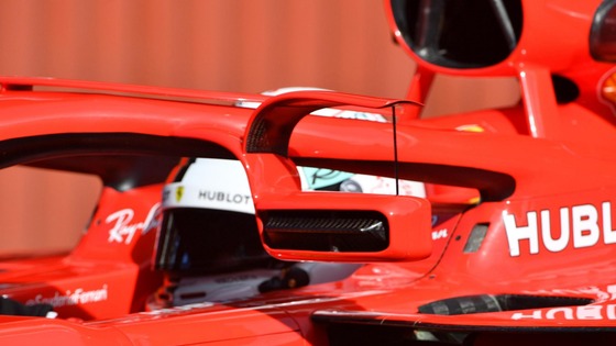 フェラーリSF71H:ハロー取りつけミラー(2018年F1スペインGP)