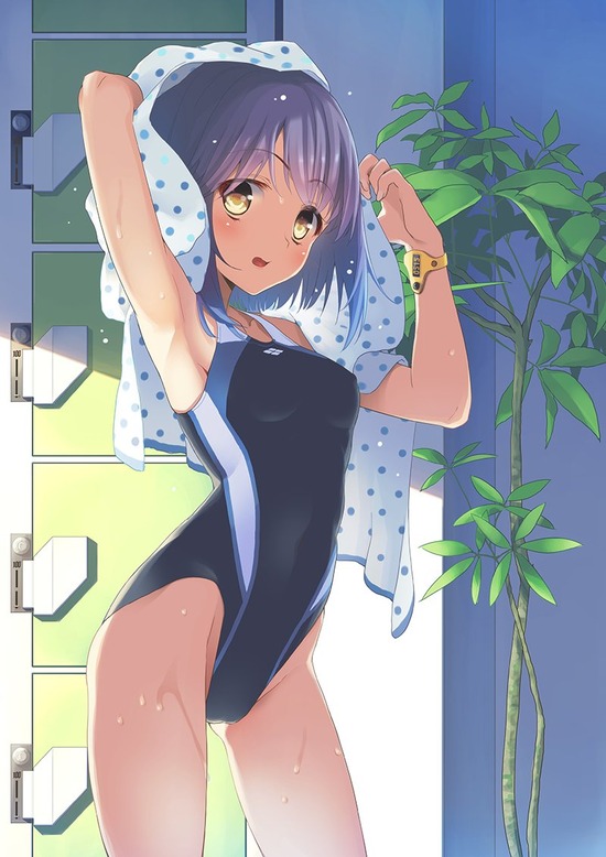 【２次】ボディラインがより強調される競泳水着姿の美少女二次エロ画像　その４【水着】