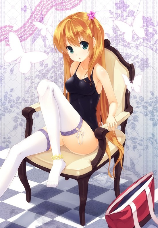 【２次】ニーソックスを着用した美脚な女の子の二次エロ画像　その５【ニーソックス】