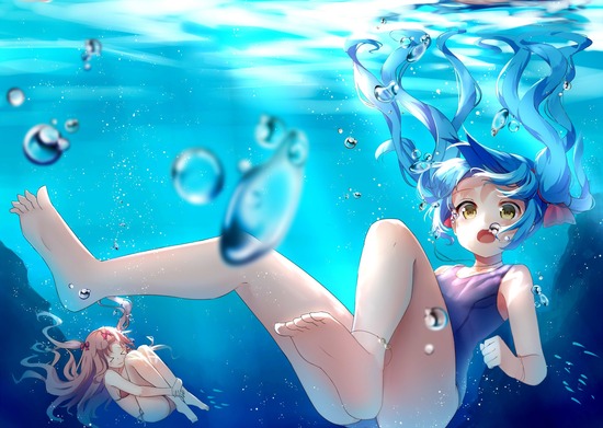 【２次】水中に潜っている可愛い女の子の涼しげな二次画像【非エロ】