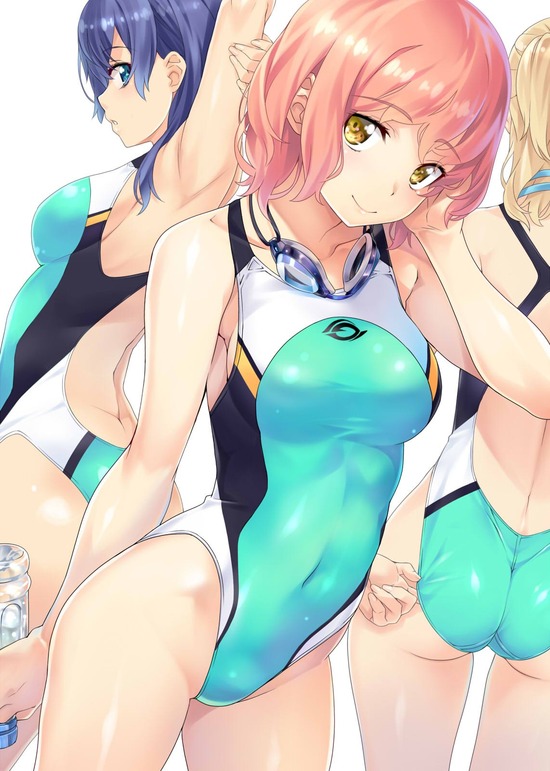 【２次】ボディラインがより強調される競泳水着姿の美少女二次エロ画像　その１０【水着】