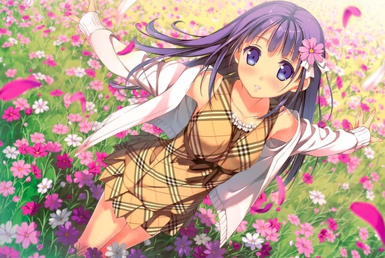 【２次】花と一緒に描かれている可愛い女の子の二次画像【非エロ】