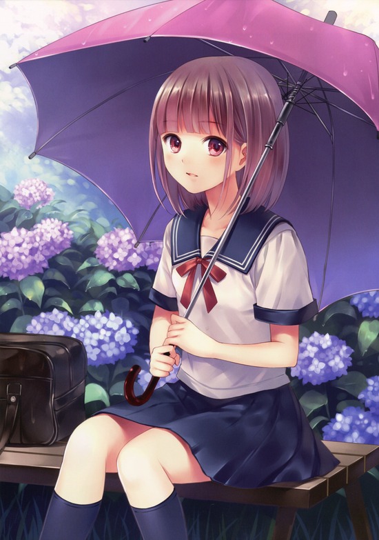 【２次】梅雨の時期なので梅雨っぽい美少女二次画像【非エロ】