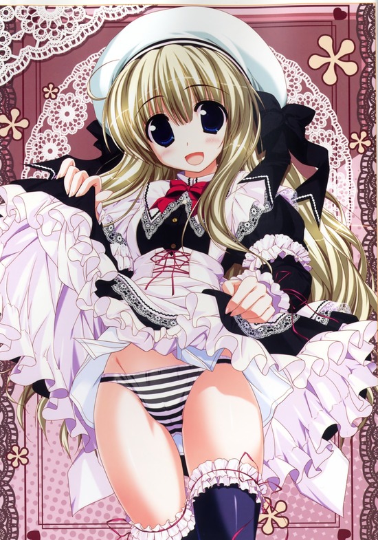 【２次】視線が吸い寄せられるスカートたくし上げ二次エロ画像【たくし上げ】