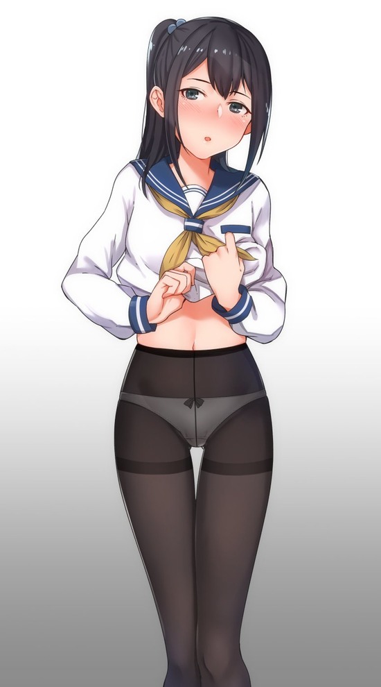 【２次】美脚が強調されるストッキング姿の美少女二次エロ画像【ストッキング】