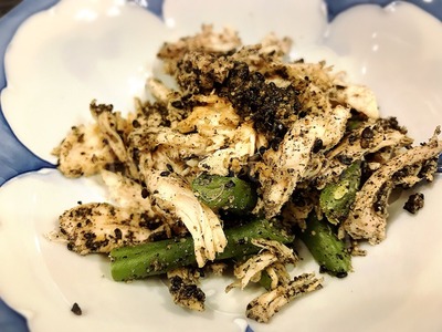 鶏ささみの胡麻味噌あえ