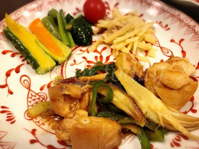 鶏肉とミョウガの味噌炒め