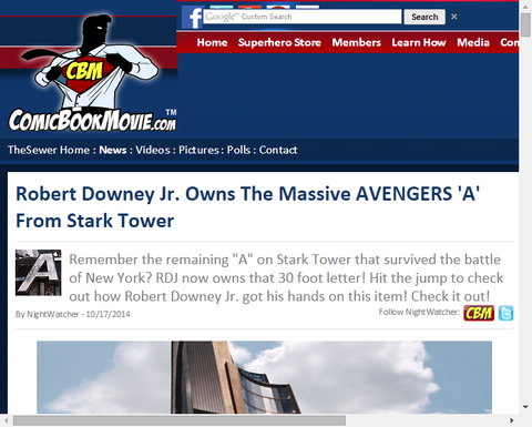 ロバート ダウニー Jr はスタークタワーから大きなアベンジャーズの A を得る Marvel Info マーベル インフォ