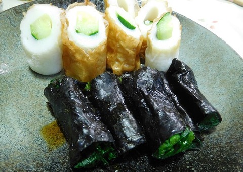 ちくわきゅうり&ほうれん草の海苔巻き