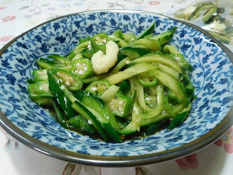 オクラときゅうりのポン酢和え