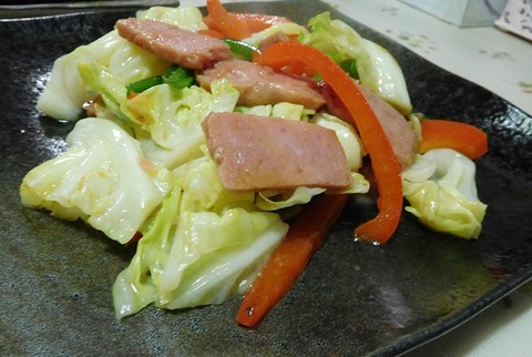 スパムと野菜炒め