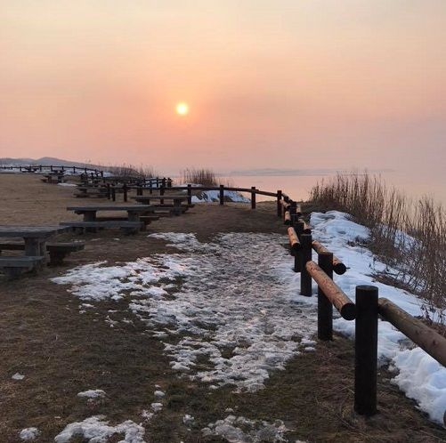 能取岬の夕焼け