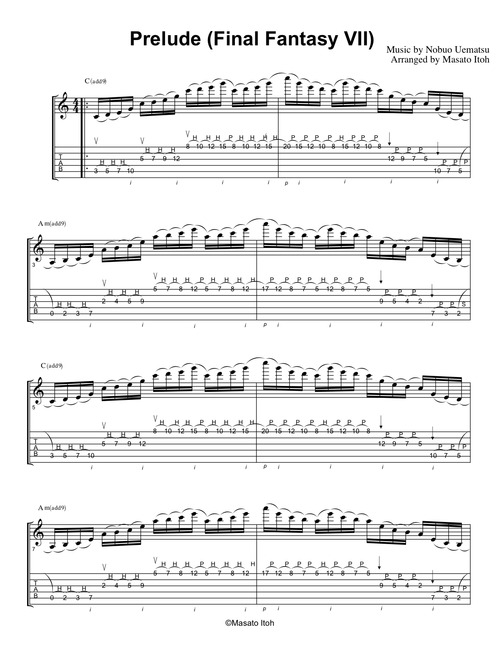 TAB譜】Final Fantasy「Prelude」 : Masato Itoh / 伊藤雅人