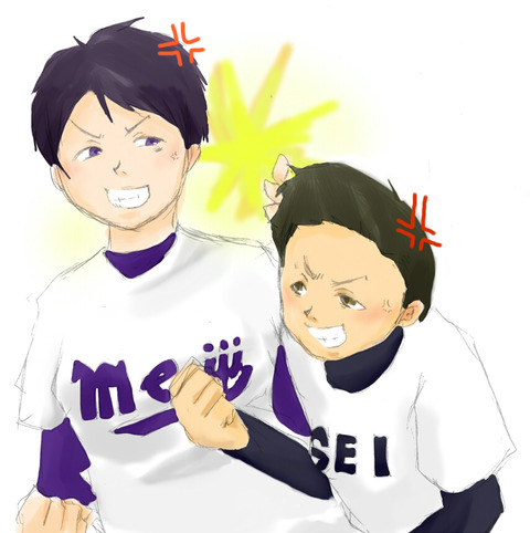 鍔迫り合い 黒白湯 アマチュア野球のイラスト保管庫